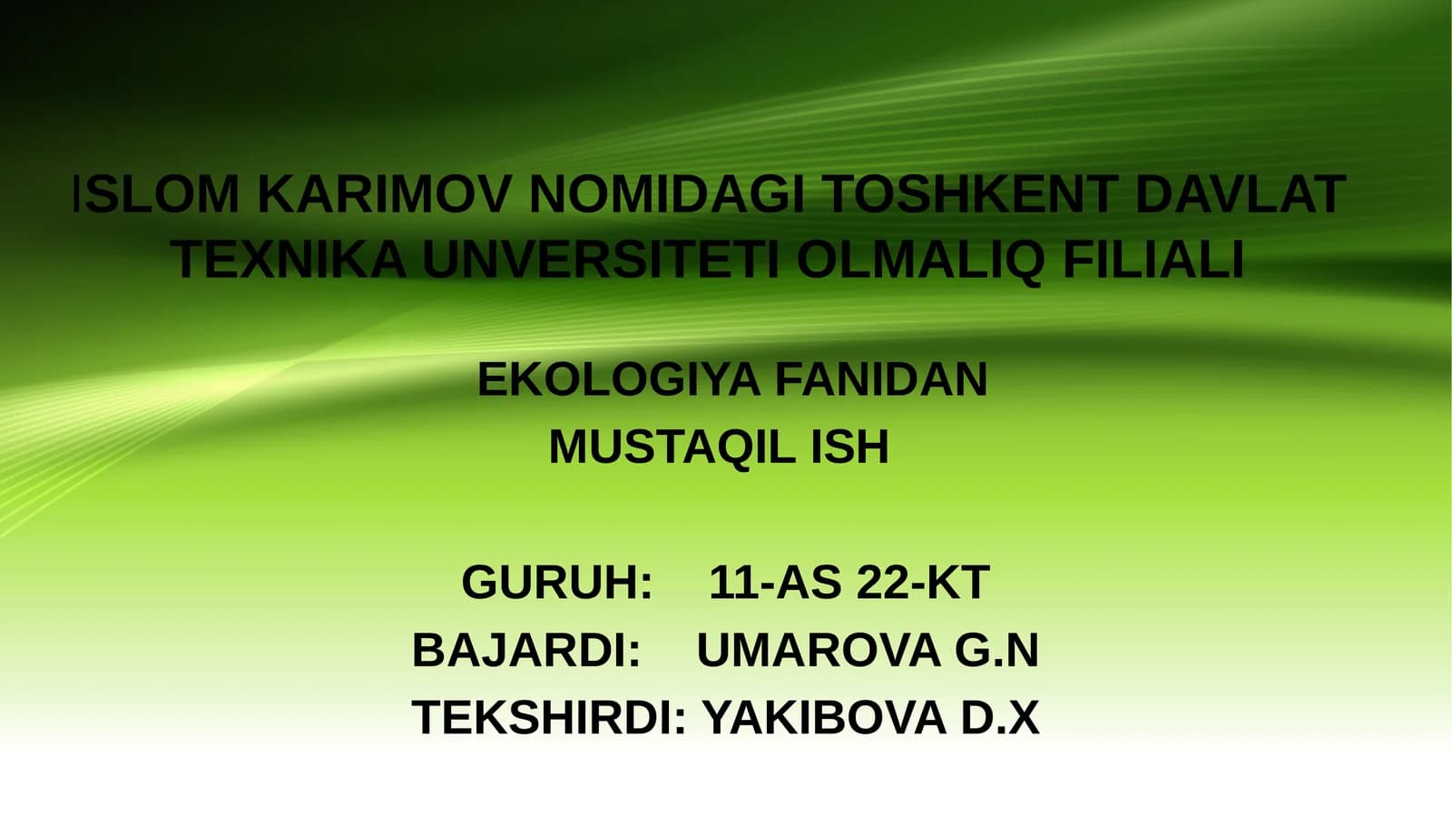 EKOLOGIYA VA DEMOGRAFIYA