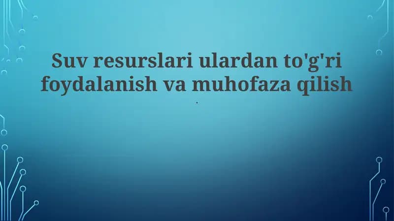 Suv tejamkorligi strategiyasi