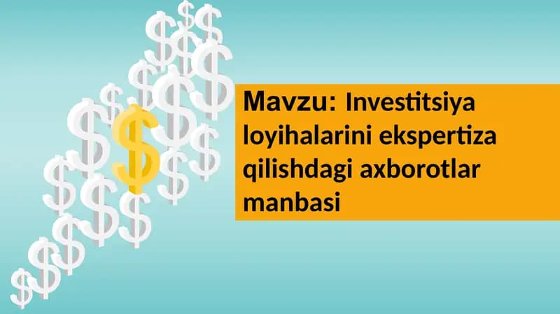 Investitsiya loyihalarini ekspertiza qilishdagi axborotlar manbasi
