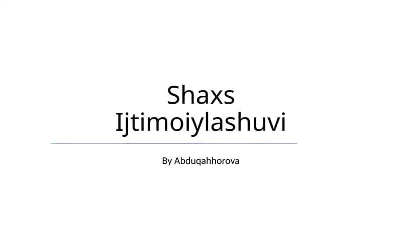 Shaxs Ijtimoiylashuvi