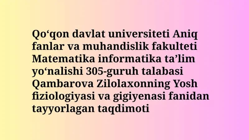 Nerv tizimining ahamiyati va gigiyenasi