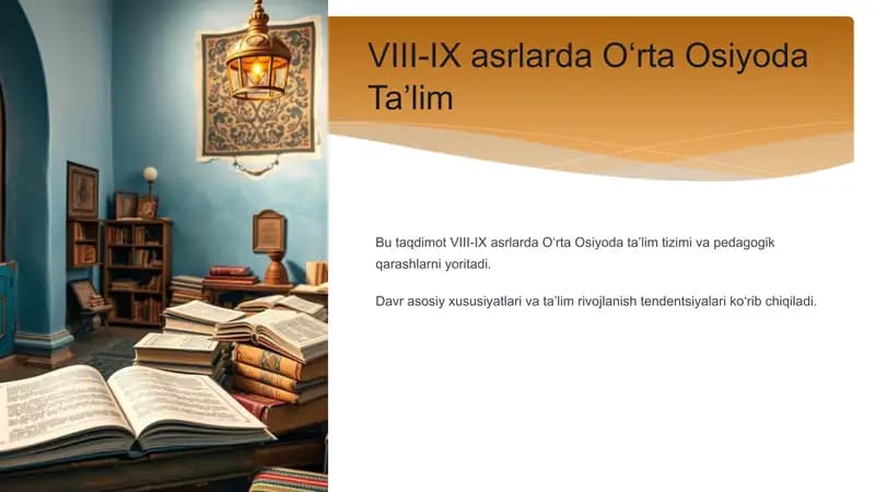 VIII-IX asrlarda Oʻrta Osiyoda Taʼlim
