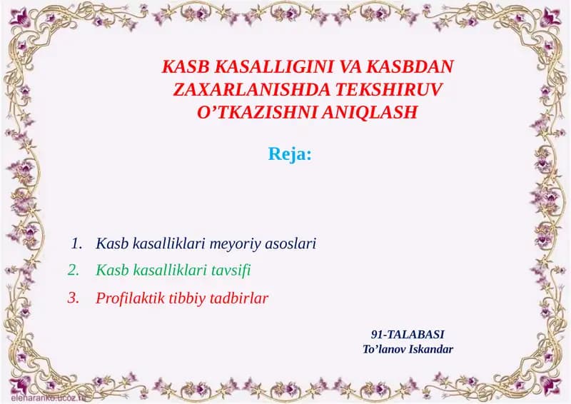 Kasbkasalliklarimeyoriyasoslari