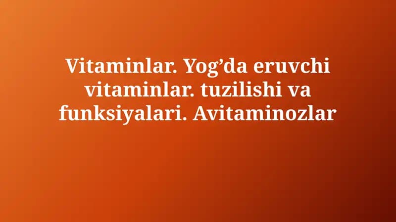 Vitaminlar