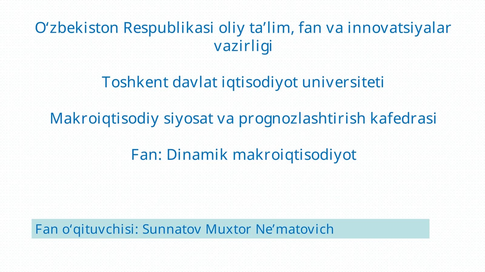 Dinamik makroiqtisodiyot kursi