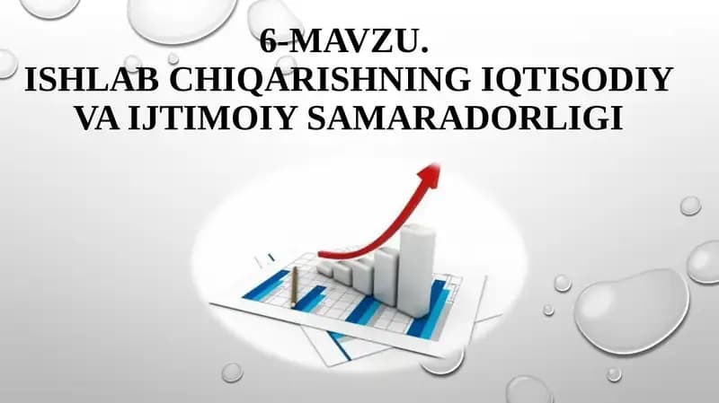 Ishlab chiqarishning iqtisodiy va ijtimoiy samaradorligi