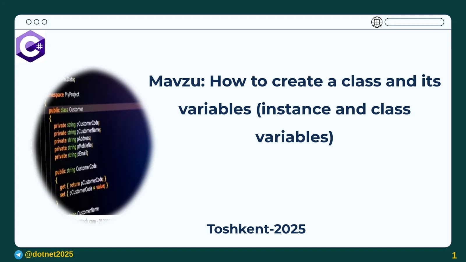 How to create a class and its variables (instance and class variables)