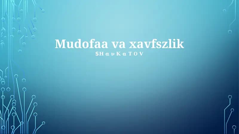 Mudofaa va xavfszlik