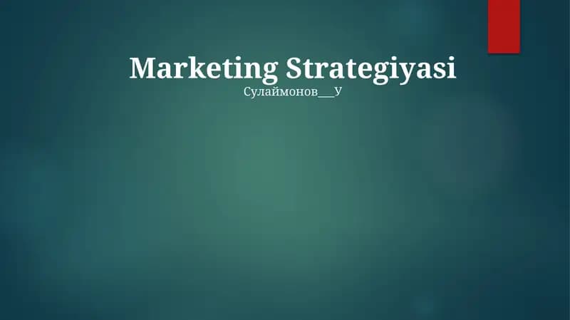 Marketing Strategiyasi