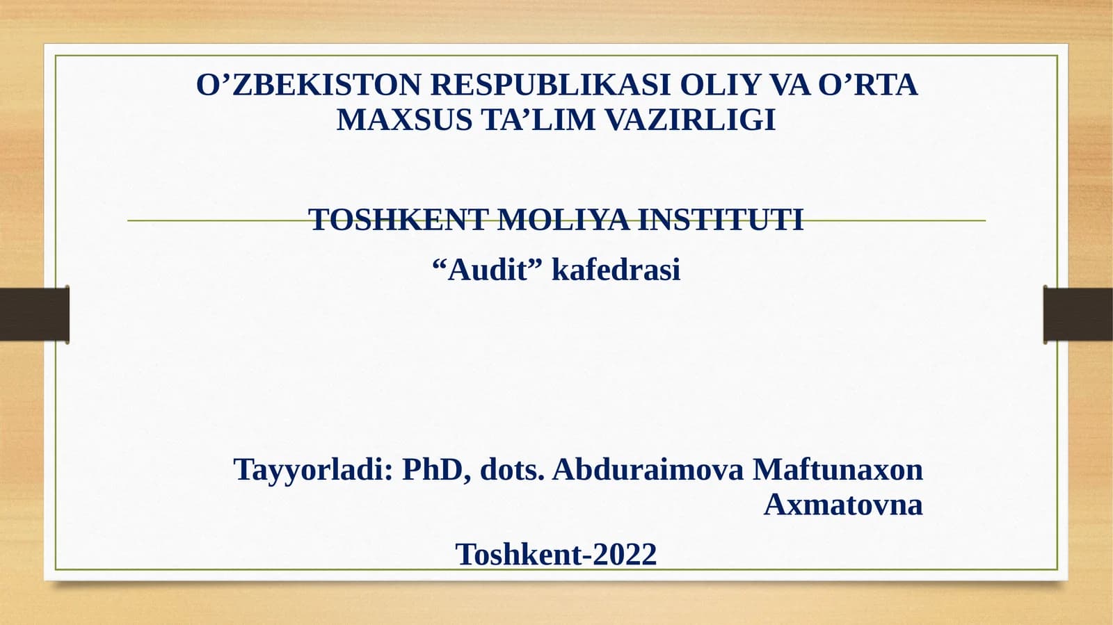 Moliyaviy hisobot auditining maqsadi