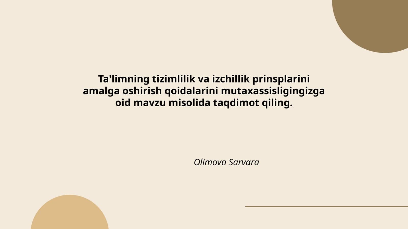 Ta'limning tizimlilik va izchillik prinsplari