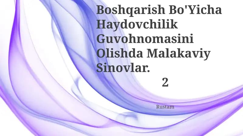 Avtotransport Vositalarim Boshqarish Bo'Yicha Haydovchilik Guvohnomasini Olishda Malakaviy Sinovlar