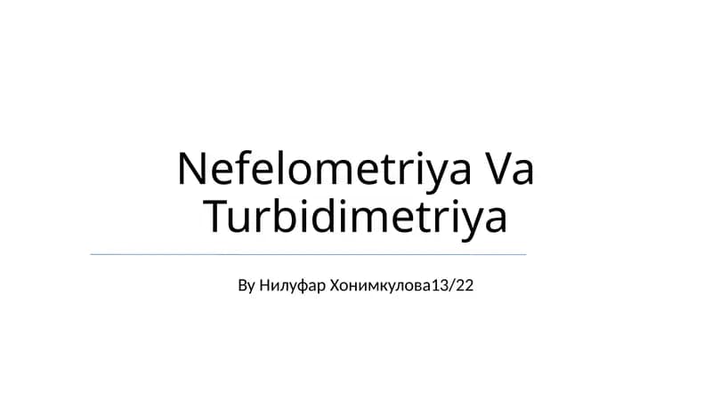 Nefelometriya Va Turbidimetriya