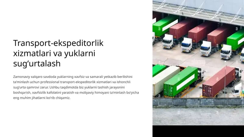Transport-ekspeditorlik xizmatlari va yuklarni sugʻurtalash
