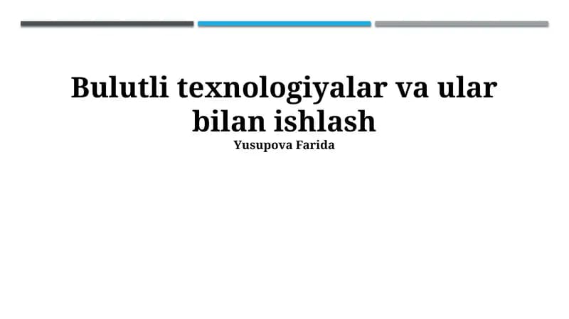 Bulut Xizmatlari bilan Ishlash