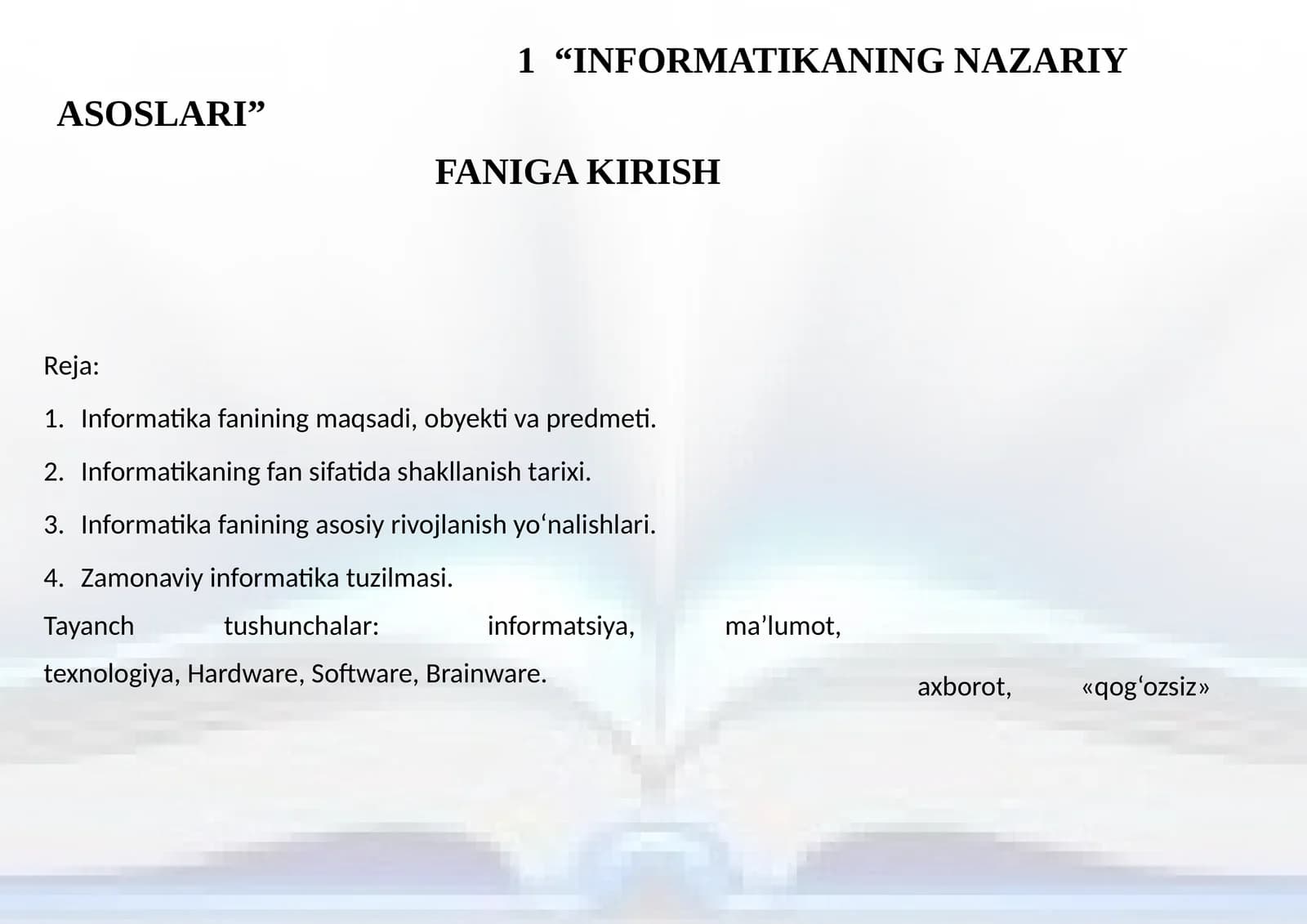 INFORMATIKANING NAZARIY ASOSLARI