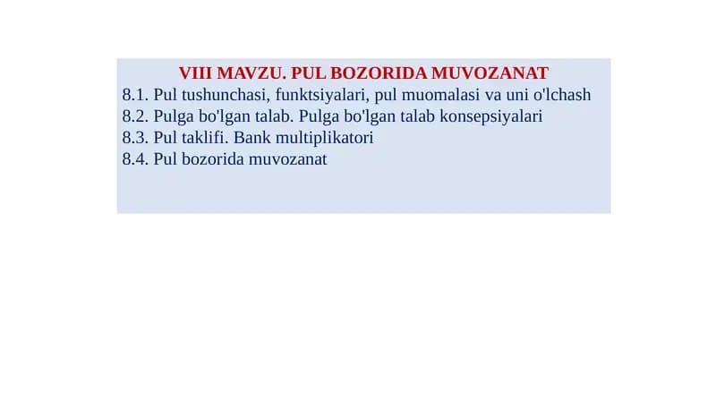 Pul bozorida muvozanat