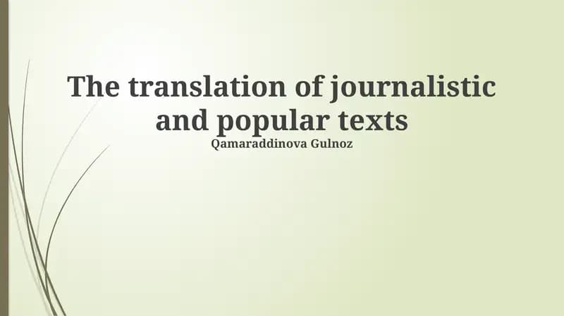 The translation of journalistic and popular texts