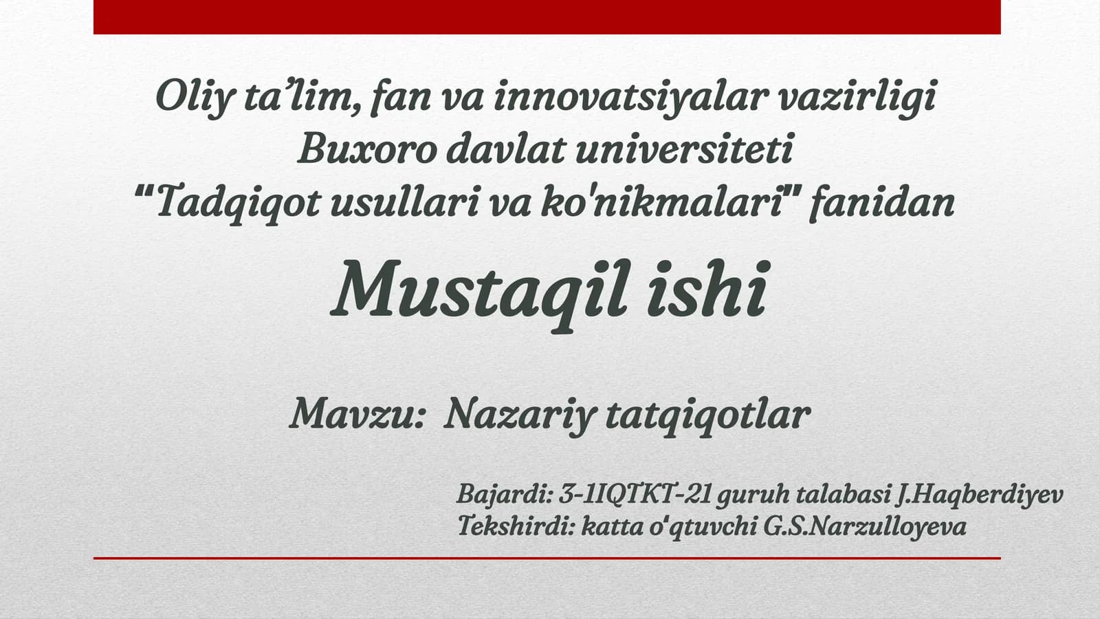 Nazariy tadqiqotlar