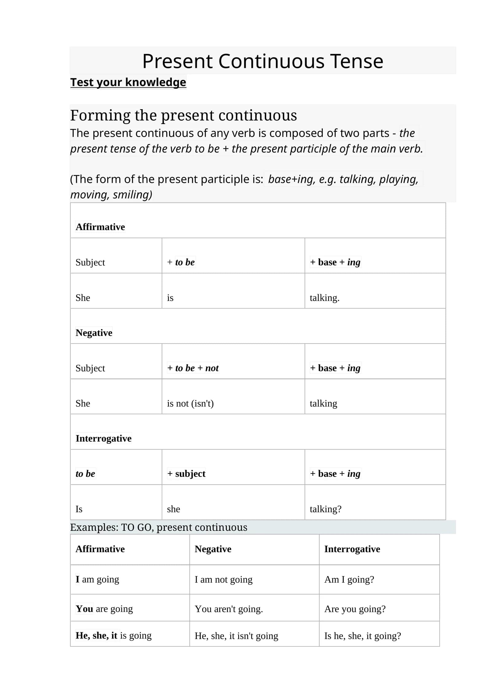 Present Continuous Tense
