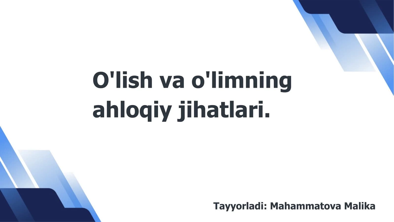 O'lish va o'limning ahloqiy jihatlari
