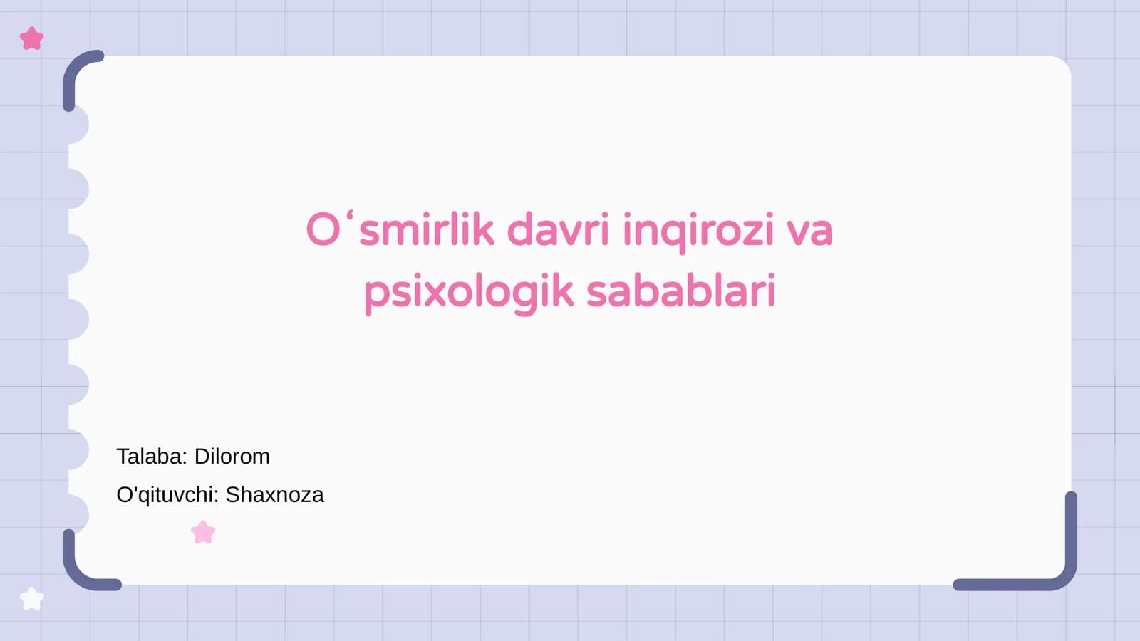 Oʻsmirlik davri inqirozi va psixologik sabablari