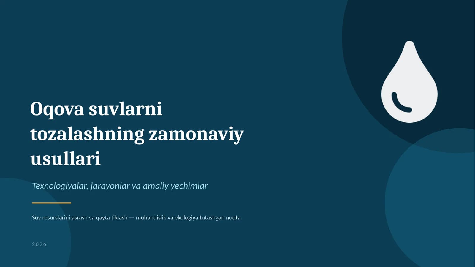 Oqova suvlarni tozalashning zamonaviy usullari