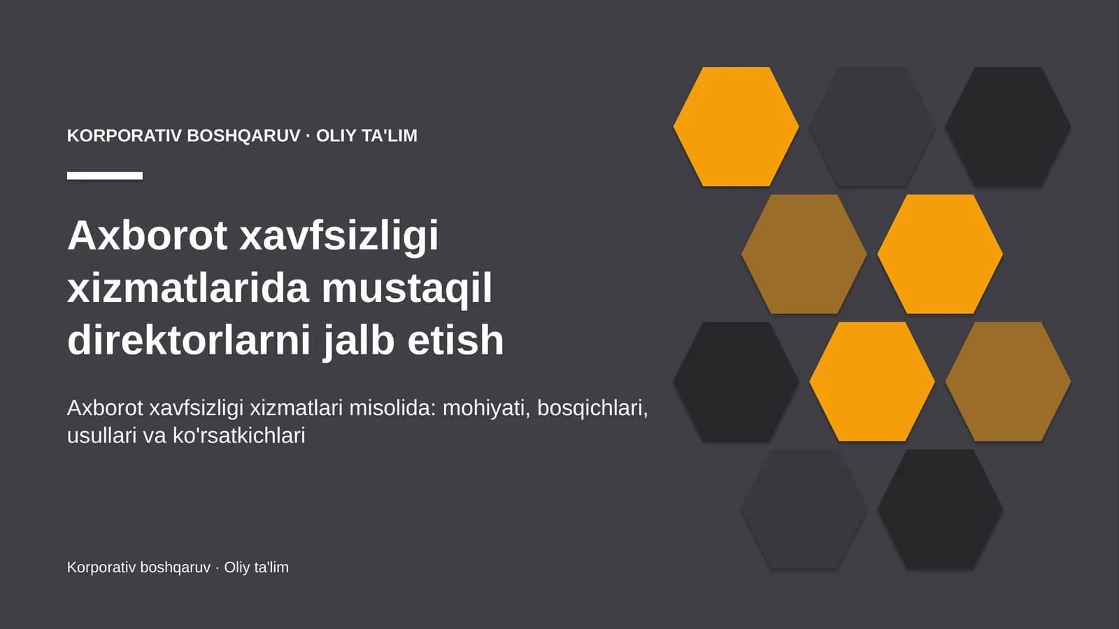 Korporativ boshqaruv · Oliy ta'lim