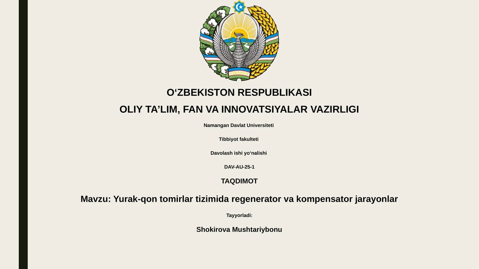 Yurak-qon tomirlar tizimida regenerator va kompensator jarayonlar