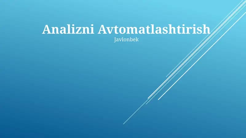 Analizni Avtomatlashtirish