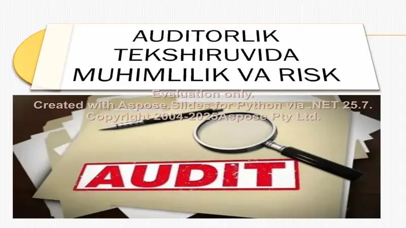 AUDITORLIK TEKSHIRUVIDA MUHIMLILIK VA RISK