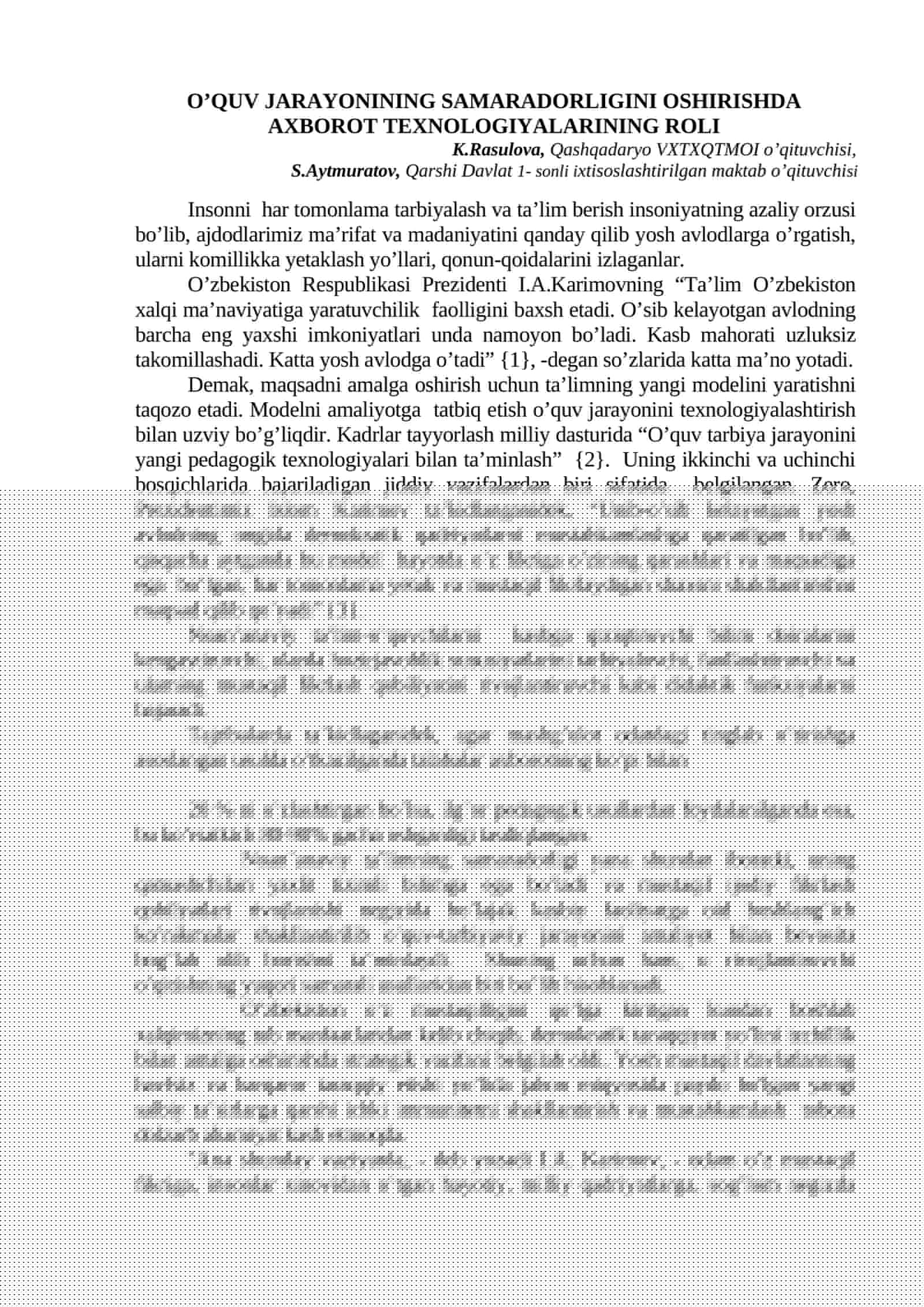 Ta'limning yangi modelini yaratish