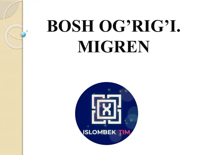 Bosh ogʻrigi. Migren