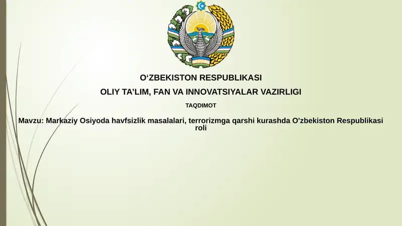 Markaziy Osiyoda xavfsizlik masalalari