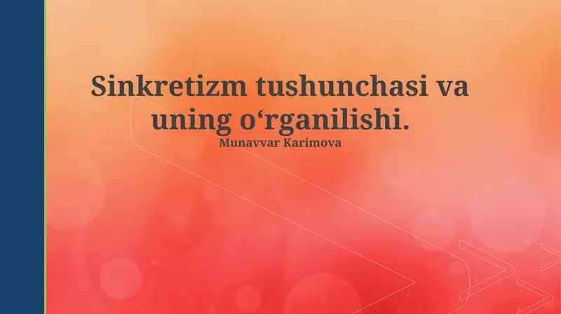 Синкретизмнинг таърифи ва тарихий ривожланиши
