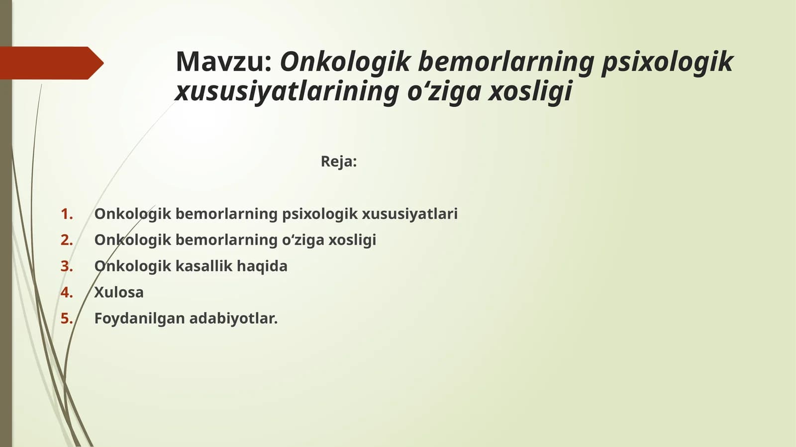 Onkologik bemorlarning psixologik xususiyatlarining oʻziga xosligi