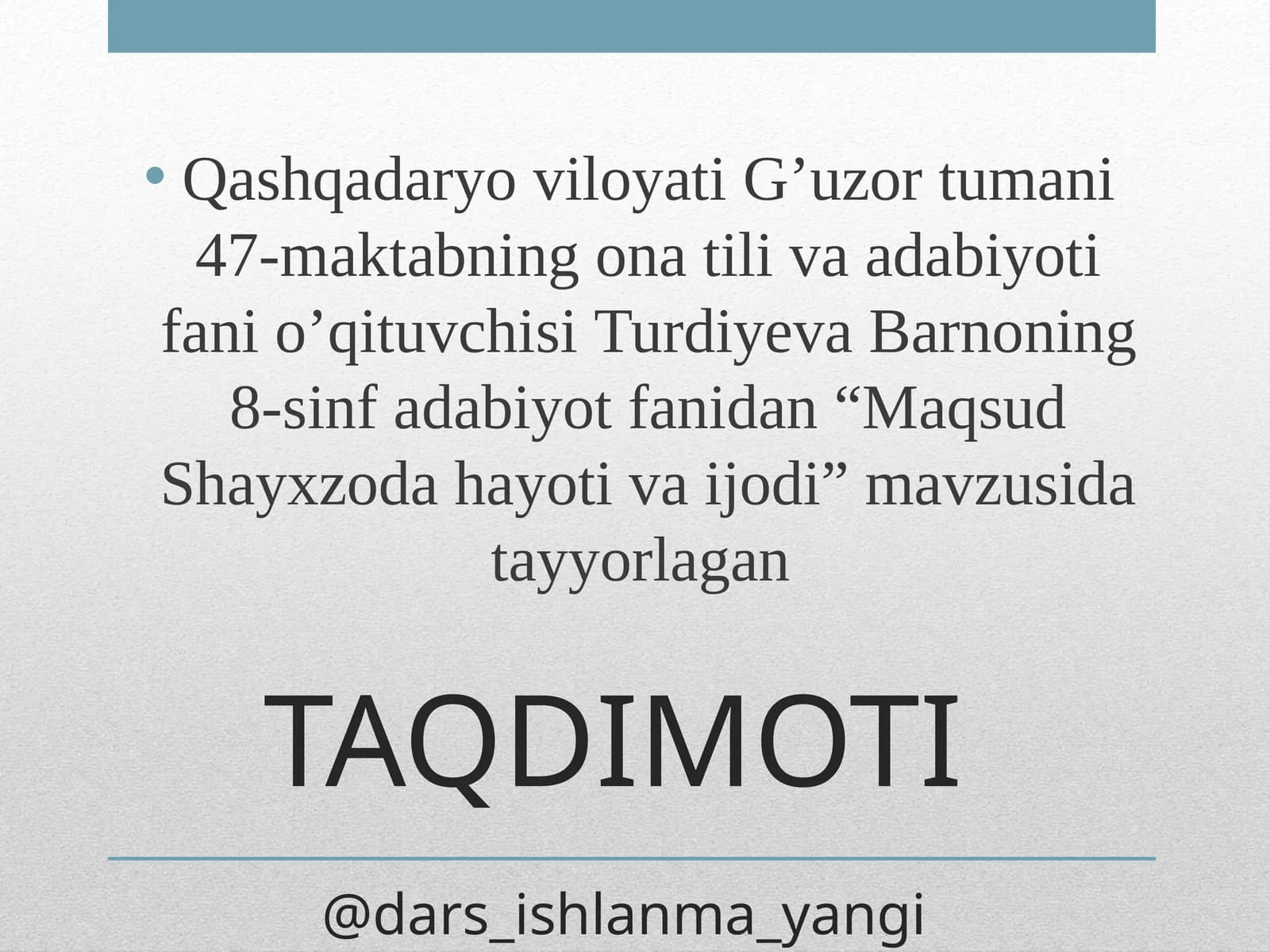 Maqsud Shayxzoda hayoti va ijodi