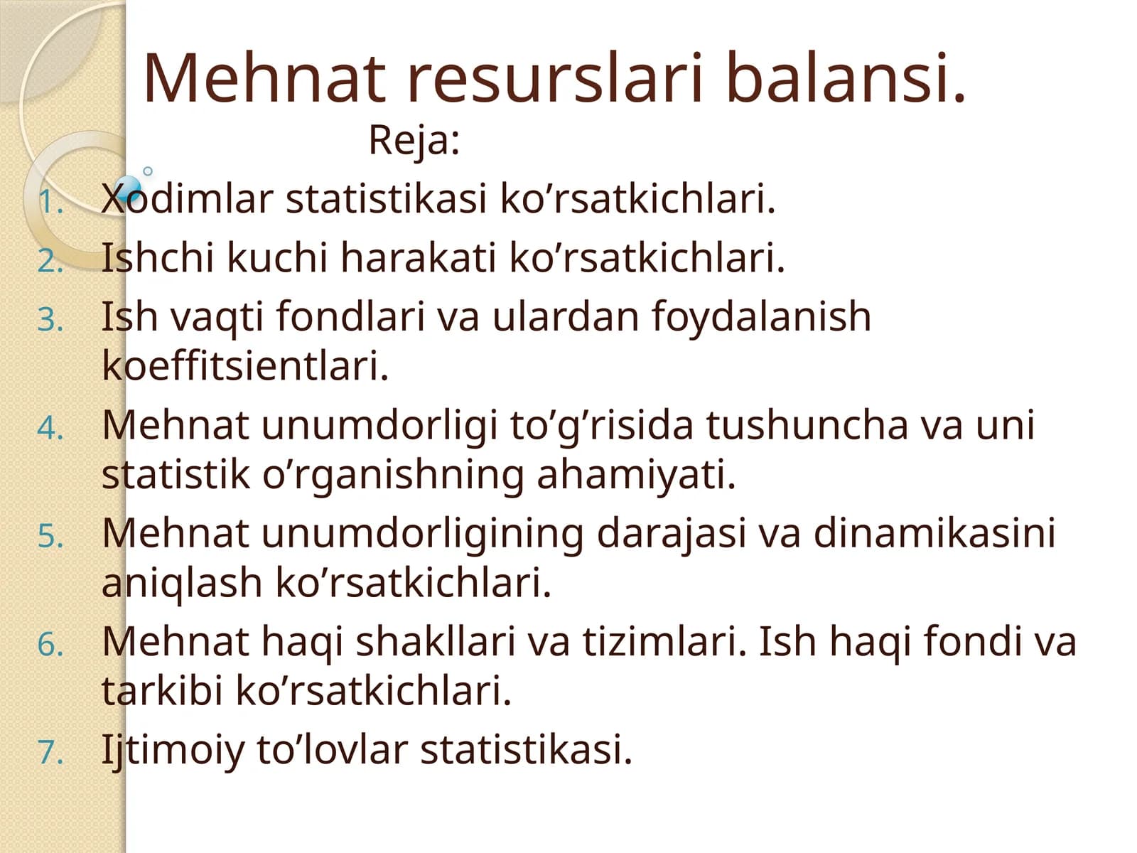 Xodimlar statistikasi koʼrsatkichlari