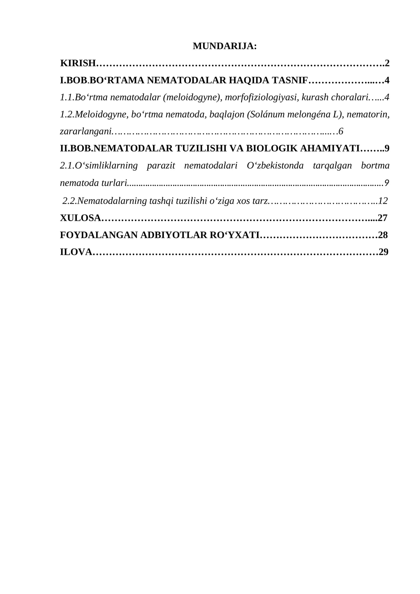 BO‘RTAMA NEMATODALAR