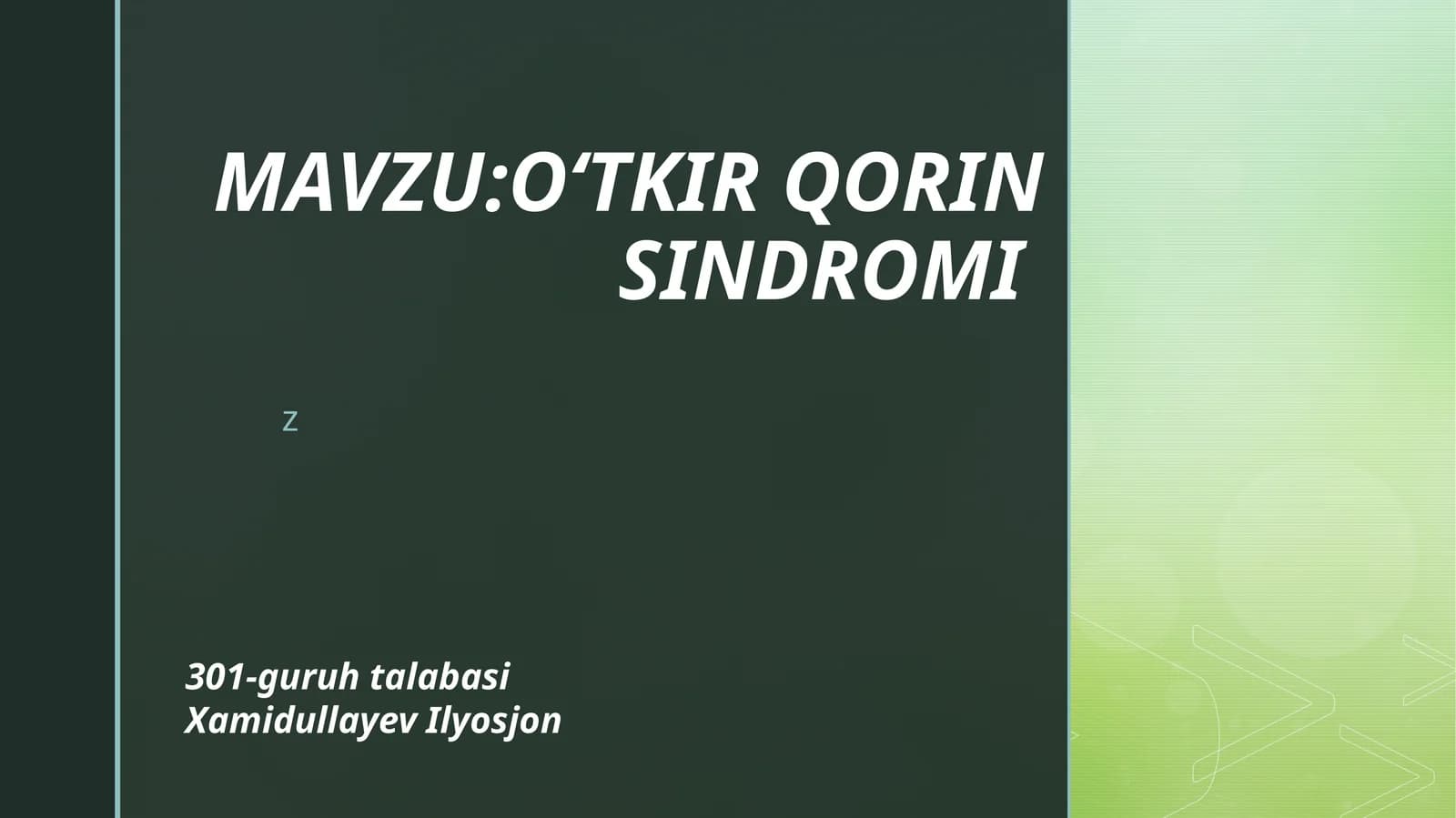O‘tkir qorin syndrome