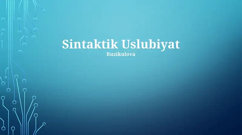 Sintaktik Uslubiyat