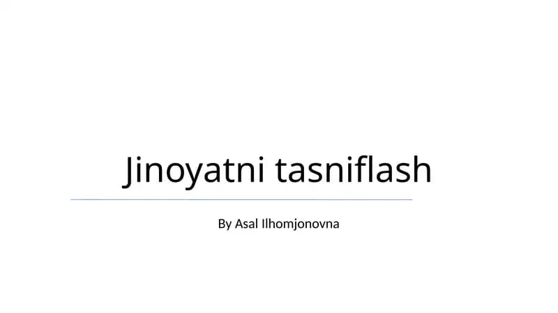 Jinoyatni tasniflash