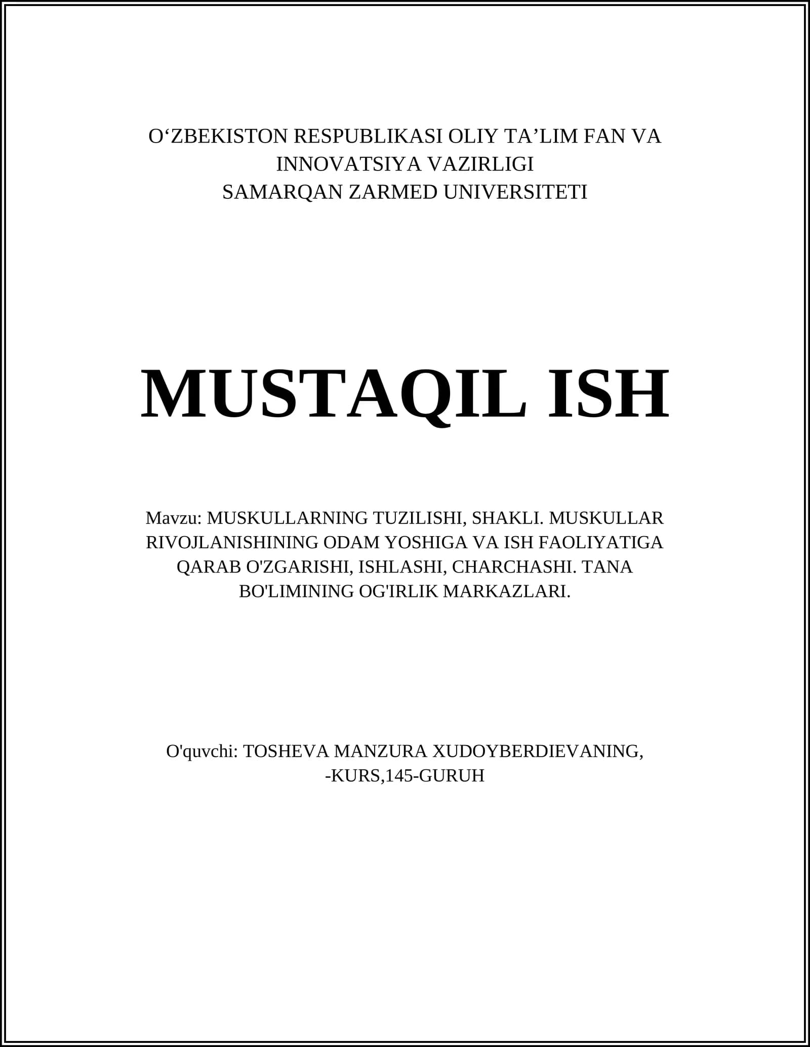 Muskullarning tuzilishi
