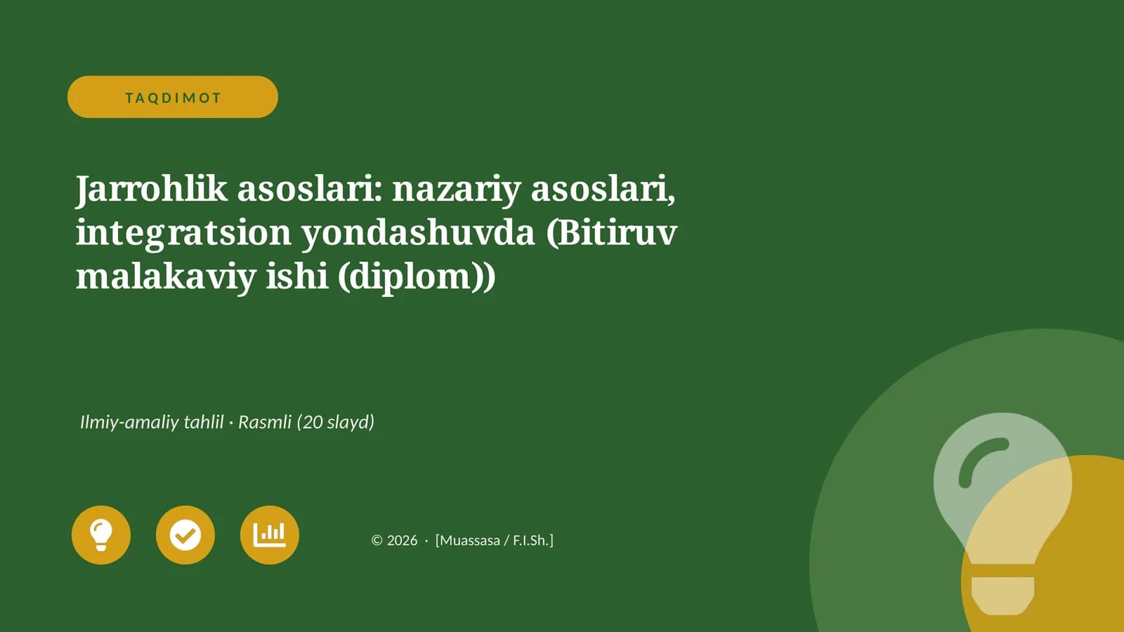 Jarrohlik asoslari: nazariy asoslari, integratsion yondashuvda