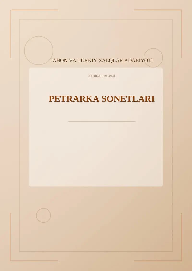 PETRARKA SONETLARI