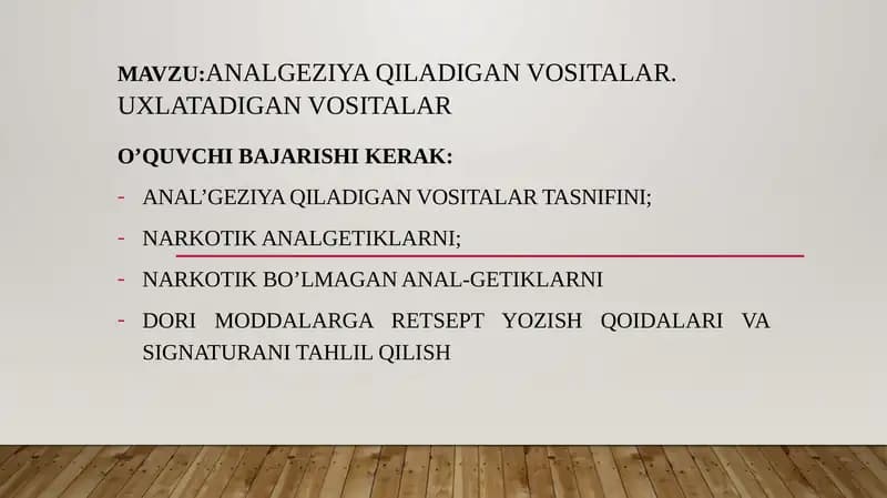 Analgeziya qiladigan vositalar