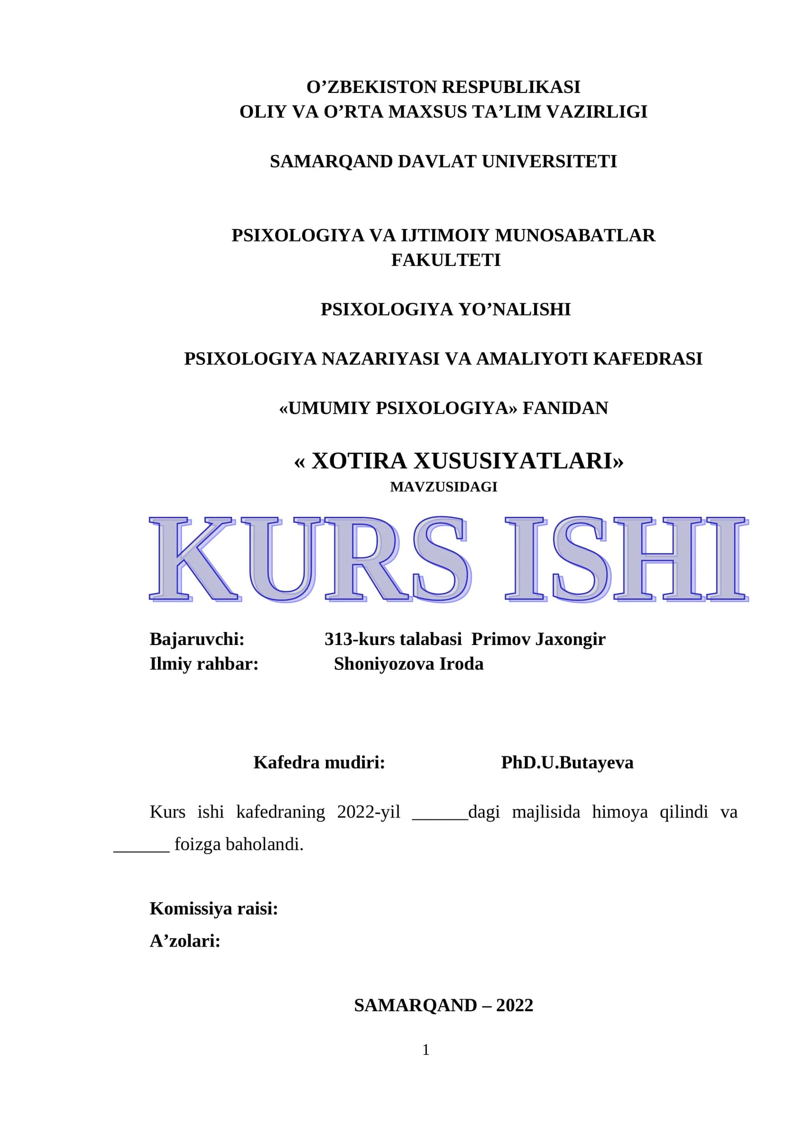 XOTIRA XUSUSIYATLARI
