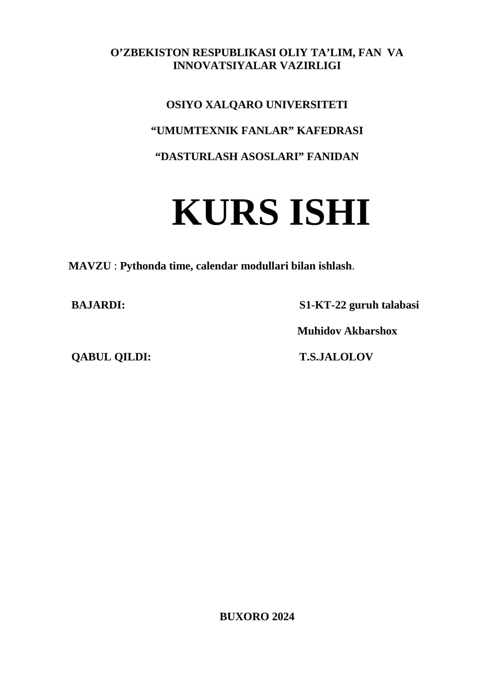 Pythonda time, calendar modullari bilan ishlash