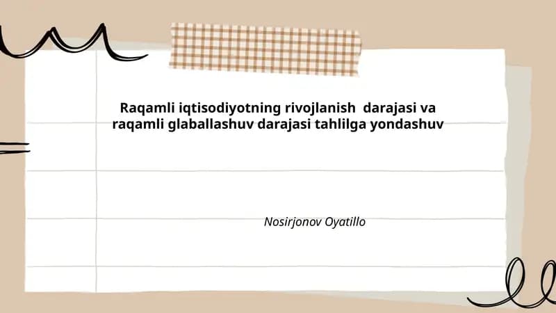 Raqamli Iqtisodiyot va Globalizatsiya