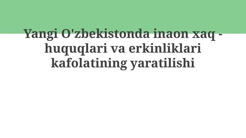 Yangi O'zbekistondagi inson huquqlari